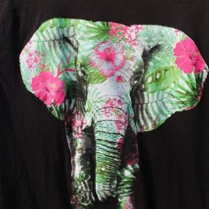 Floral elephant shirt.